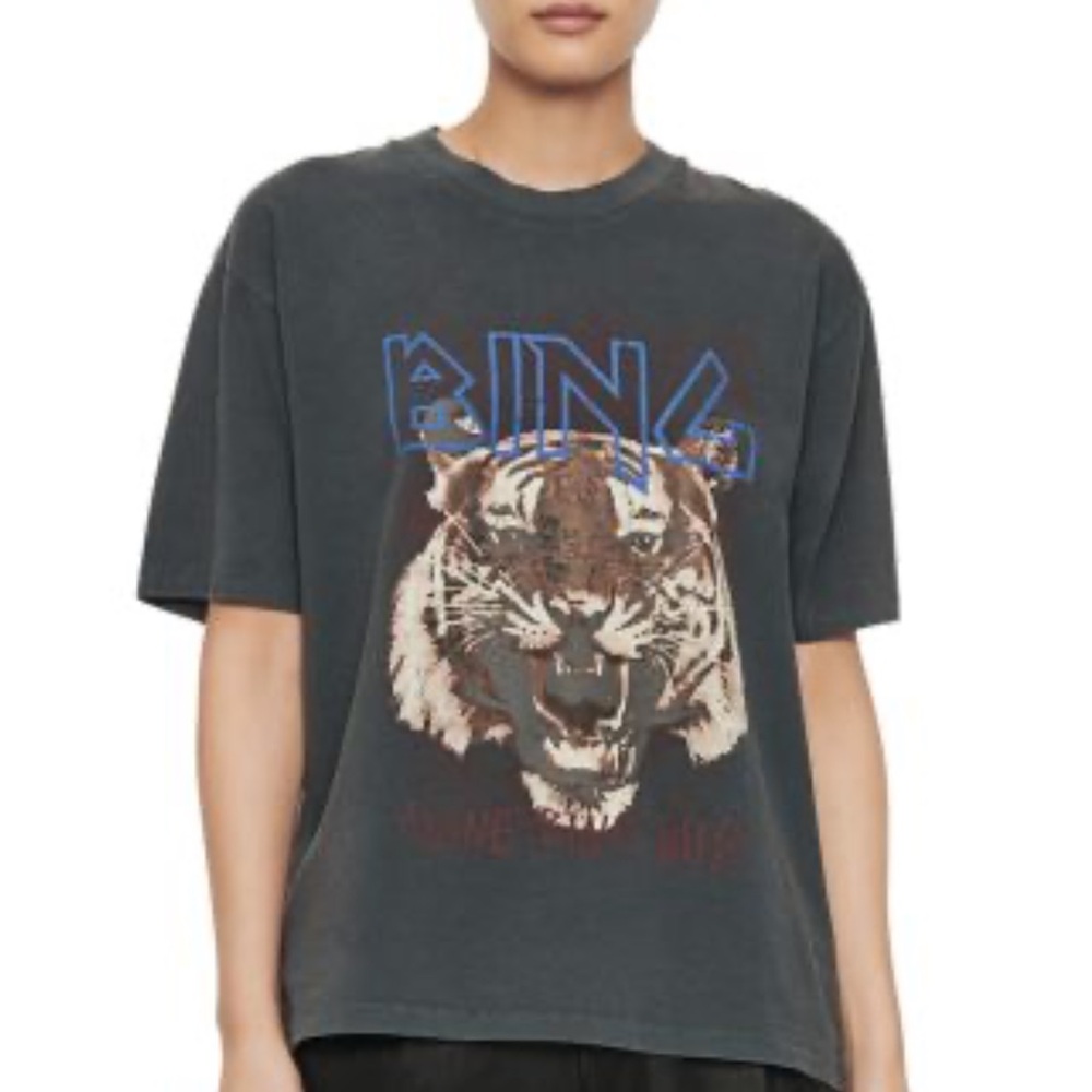 Anine Bing Tiger Tee in Black / M